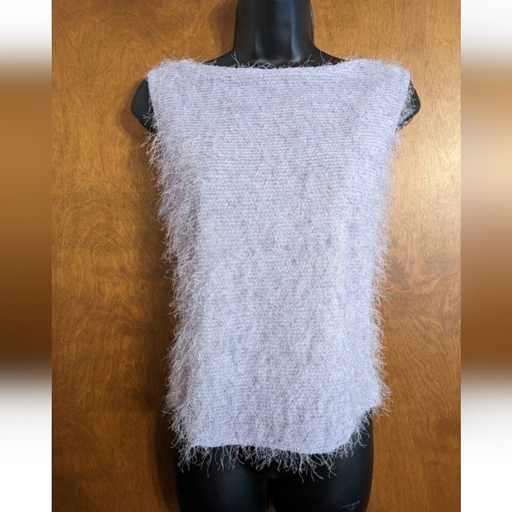 Vintage 90s pastel purple lilac fuzzy top XL